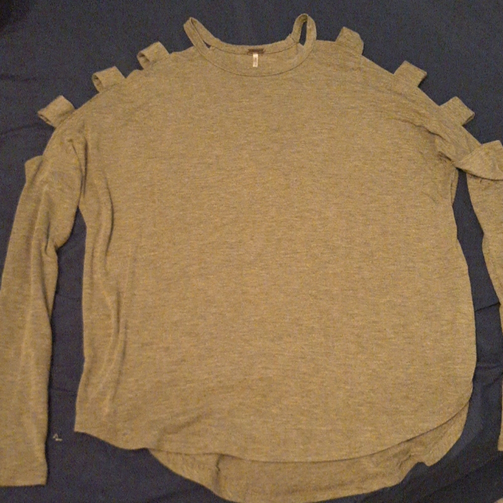 Grey cut long sleeve shirt